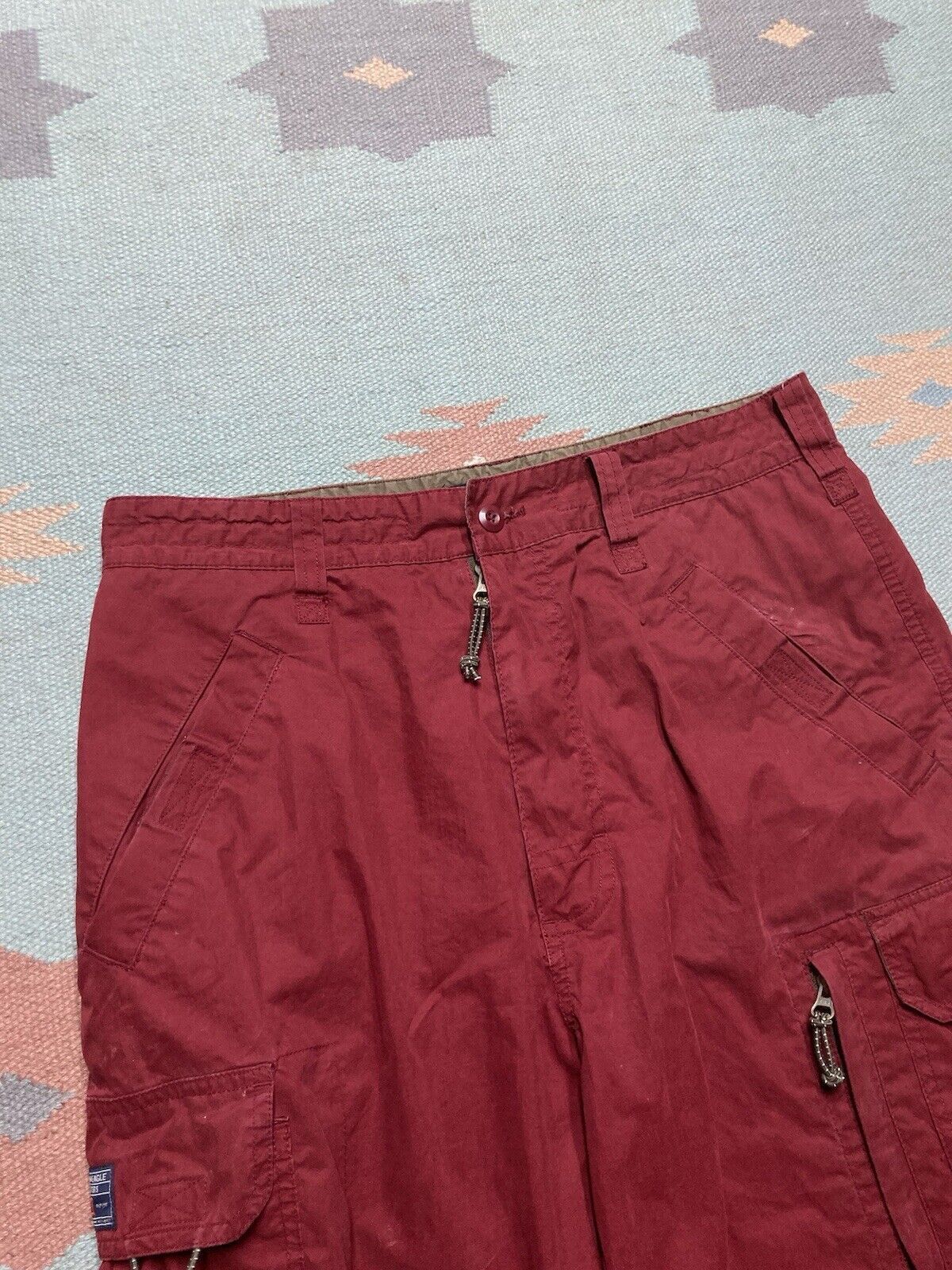 American Eagle Outfitters × Vintage y2k American eagle cargo shorts baggy skater dark red 33 Size US 33 - 5 Thumbnail