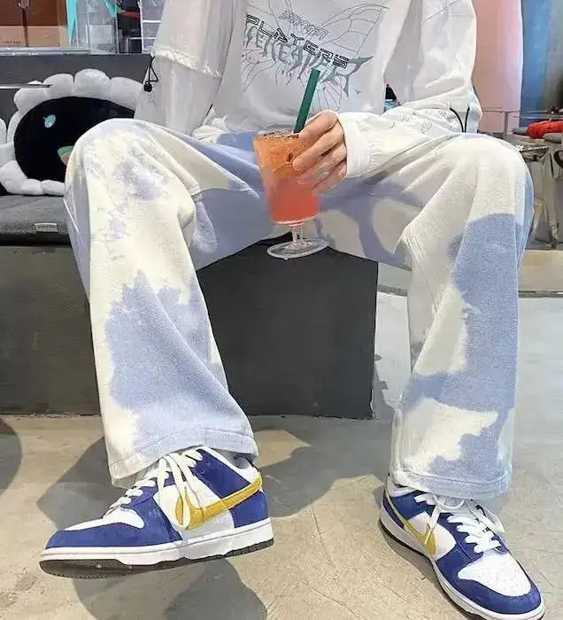 Japanese Brand Blue White Straight Tie-dye Jeans Denim Pants Size US 32 / EU 48 - 6 Thumbnail