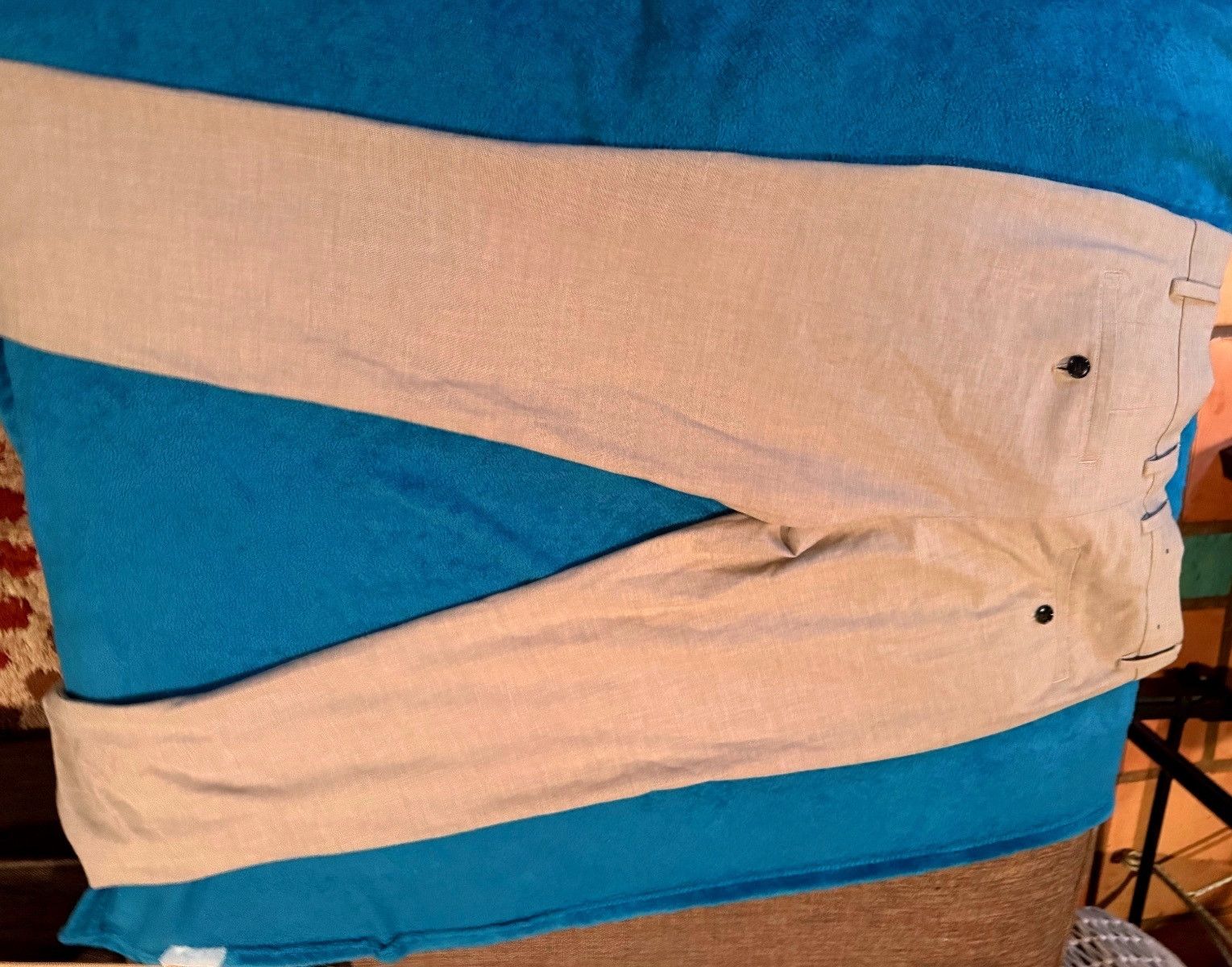 Beige Linen Blend Dress Pants Mens 29x32 Slim Fit, Men's — image 4 of 5