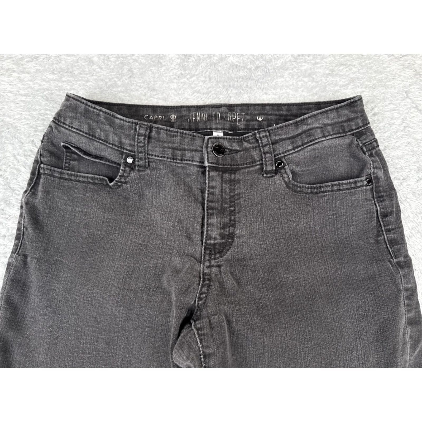 Denime JLo Jennifer Moore Jeans Women 8 Black Denim Capri Straight Leg Low Rise 28x25 Size 30" / US 8 / IT 44 - 4 Thumbnail