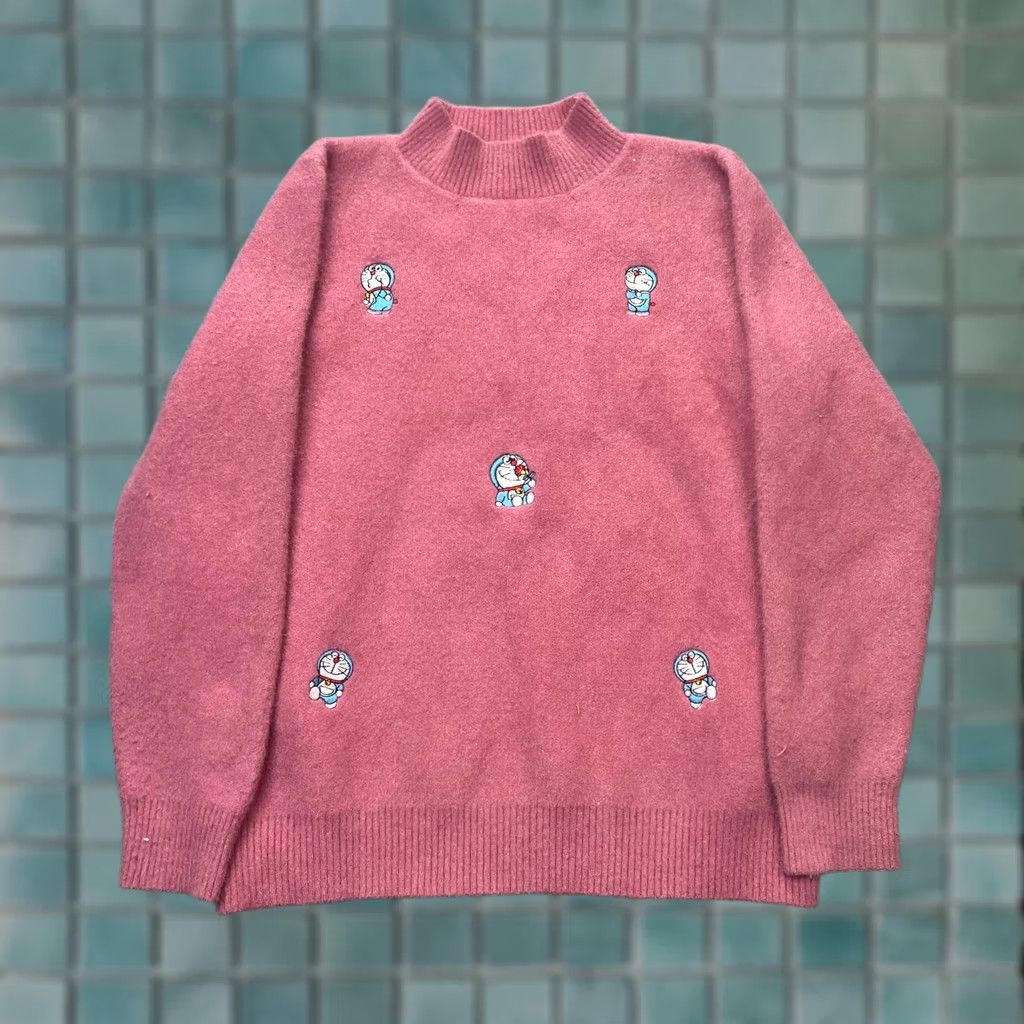Pinko Womens Sweater Pink Embroidered Tight Knit Pullover Anime Cartoon Designer S Size S / US 4 / IT 40 - 1 Thumbnail