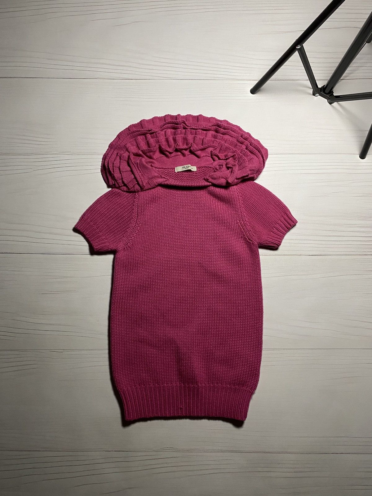 Prada Vintage Prada Virgin Wool Ruffle Knit short sleeve Sweater Size XS / US 0-2 / IT 36-38 - 1 Thumbnail