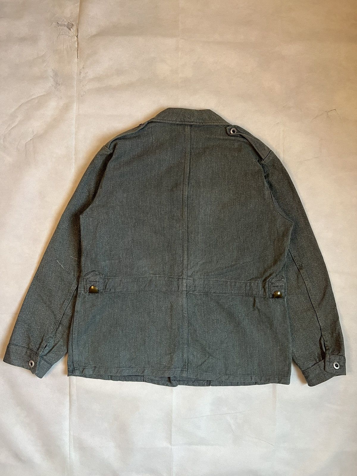 Vintage 50's Swedish Army Military Heavy Denim Work Jacket Size US L / EU 52-54 / 3 - 12 Thumbnail
