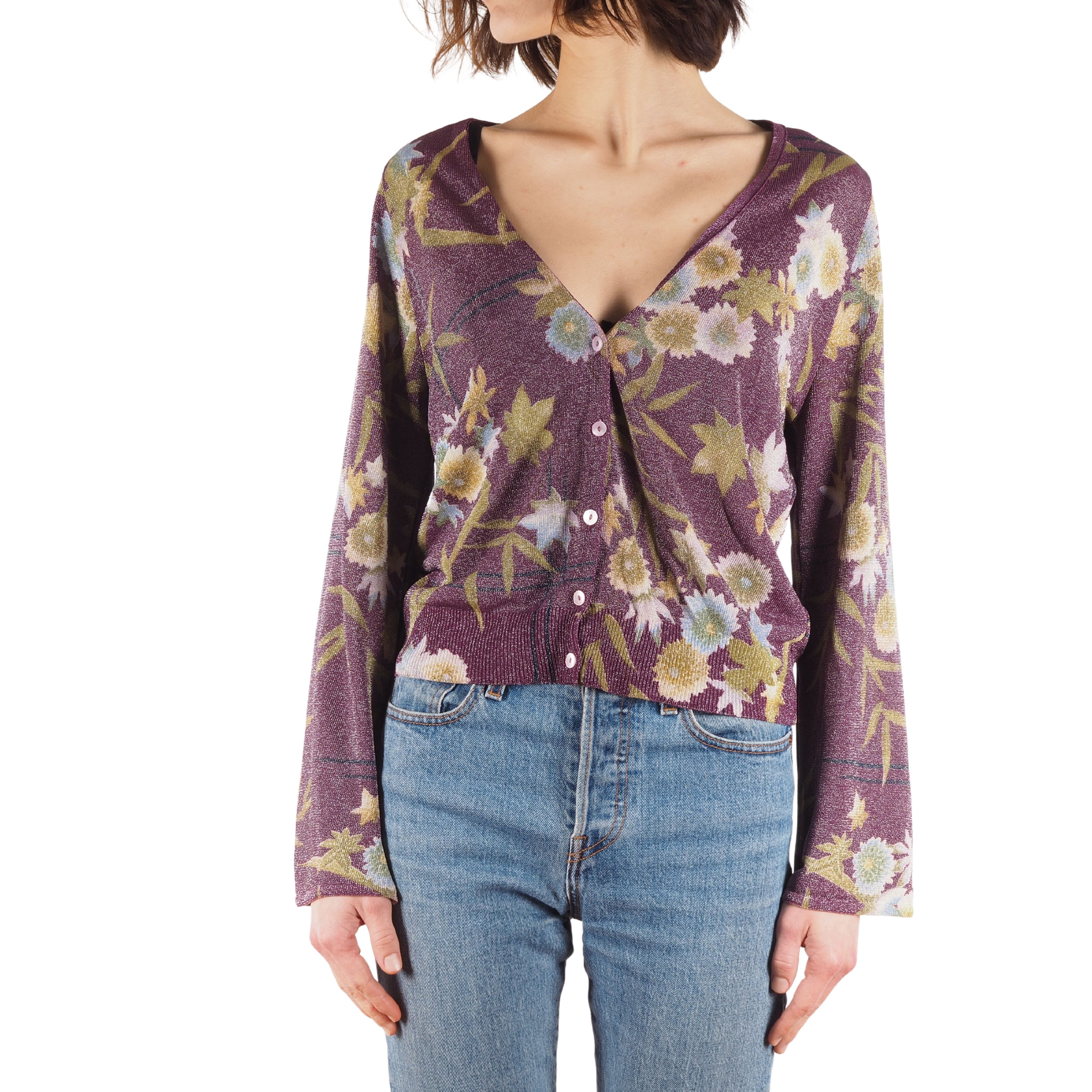 KENZO Vintage Floral Purple Cardigan Top size M / Medium