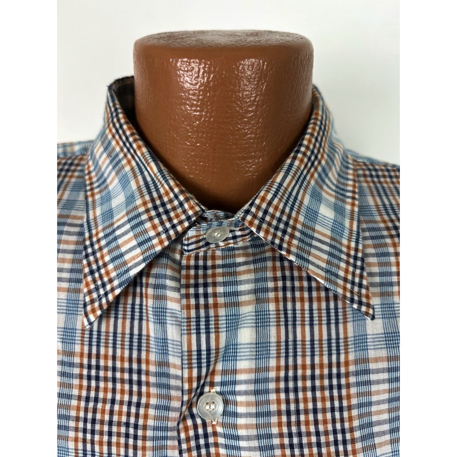 Sears VINTAGE Sears Perma-Prest Shirt Men XL Slim Plaid Long Sleeve Button Up Blue Size US XL / EU 56 / 4 - 4 Thumbnail