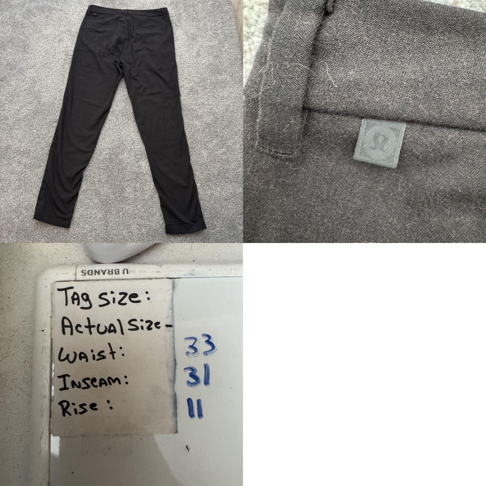 Lululemon Lululemon Mens Pants Slim Fit Black 33x31 Chino Flat Front Zip Pocket Tapered Inseam 31 Dress Travel Casual Business Golf Size US 33 - 8 Thumbnail
