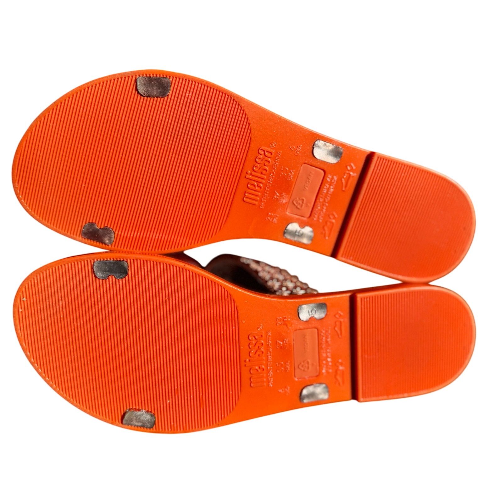 Melissa Melissa Slide Sandals with Crystals | Size 6 | Bright Orange Size US 6 / IT 36 - 5 Thumbnail