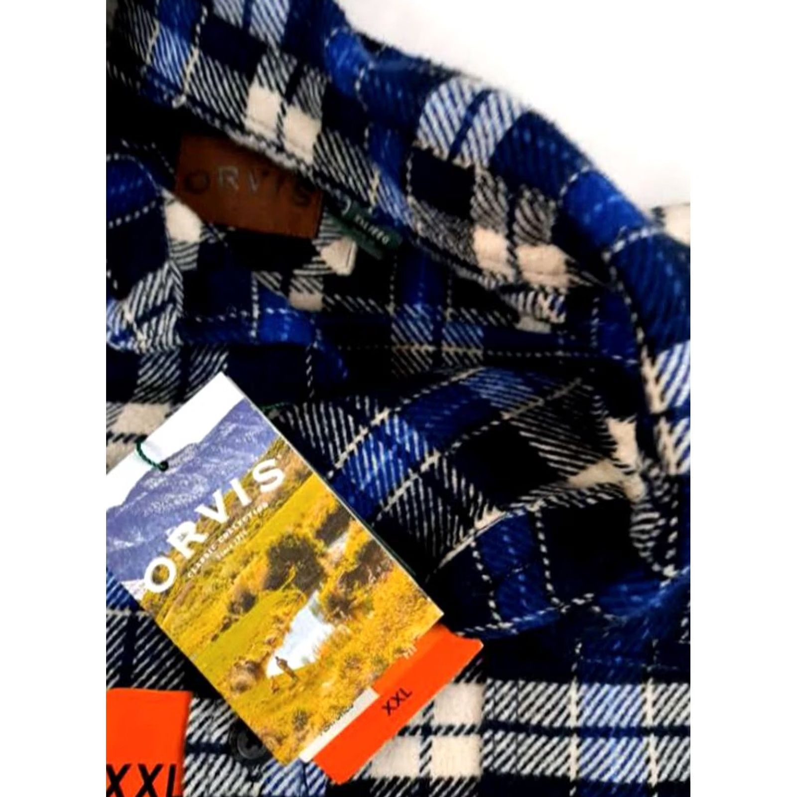 Orvis Vintage Orvis Blue Plaid Cotton Flannel XL Shirt - NWT Size US XXL / EU 58 / 5 - 4 Thumbnail