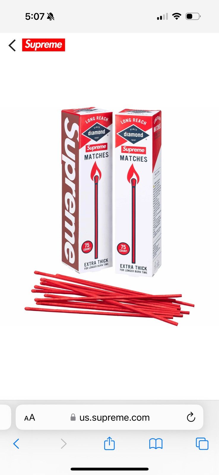 Supreme Supreme x Diamond Matches - Pack Of 75 Size ONE SIZE - 1 Preview