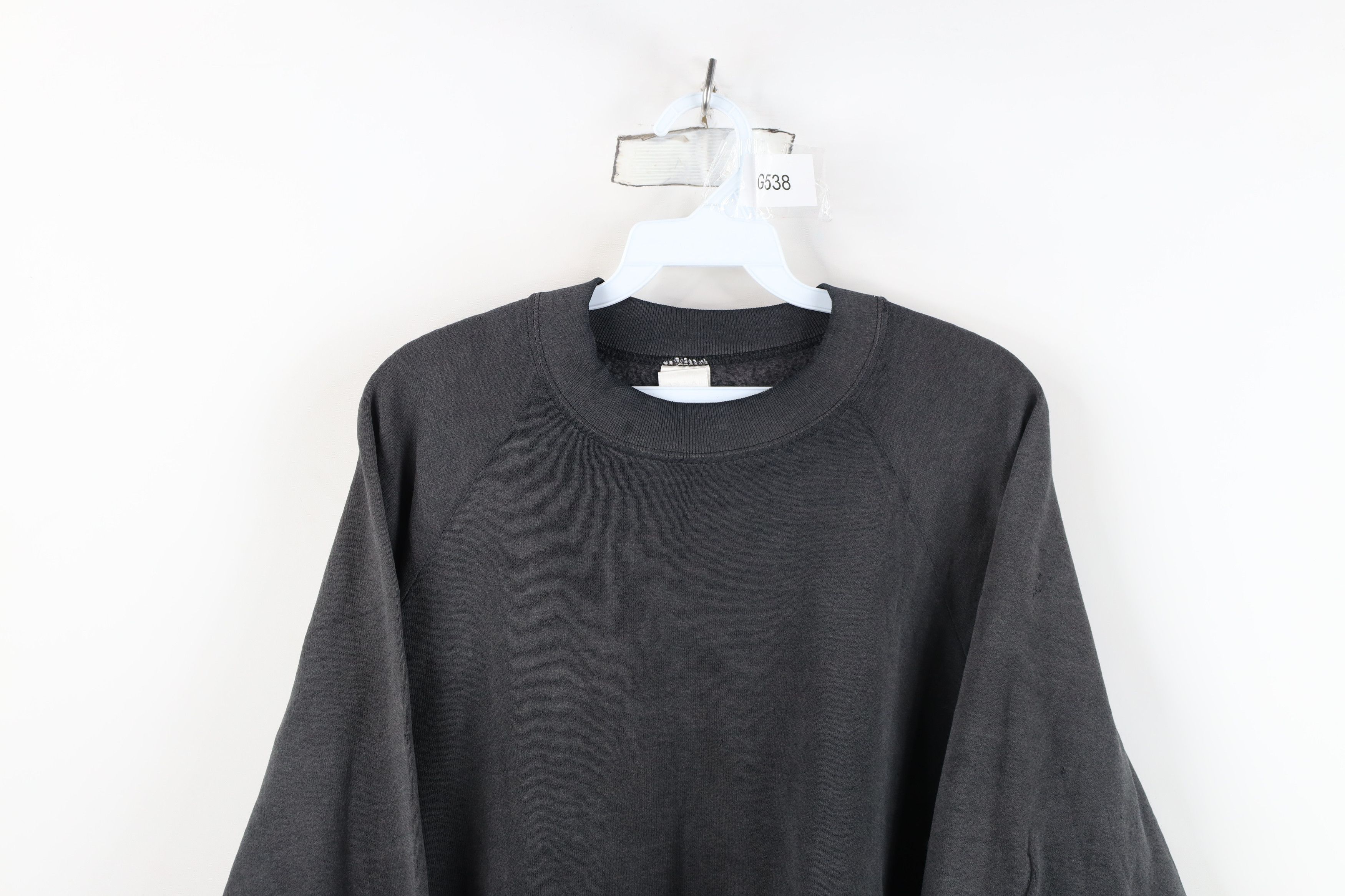 Vintage Vintage 90s Streetwear Blank Crewneck Sweatshirt Black USA Size 3XL / US 20-22 - 2 Thumbnail