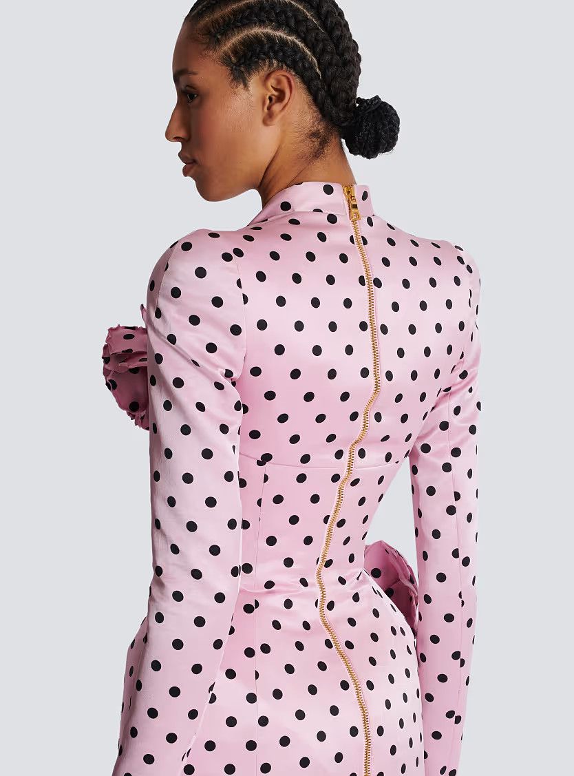Balmain o1s1wg110825 Polka Dots Short Printed Dress in Pink Size XL / US 12-14 / IT 48-50 - 5 Thumbnail