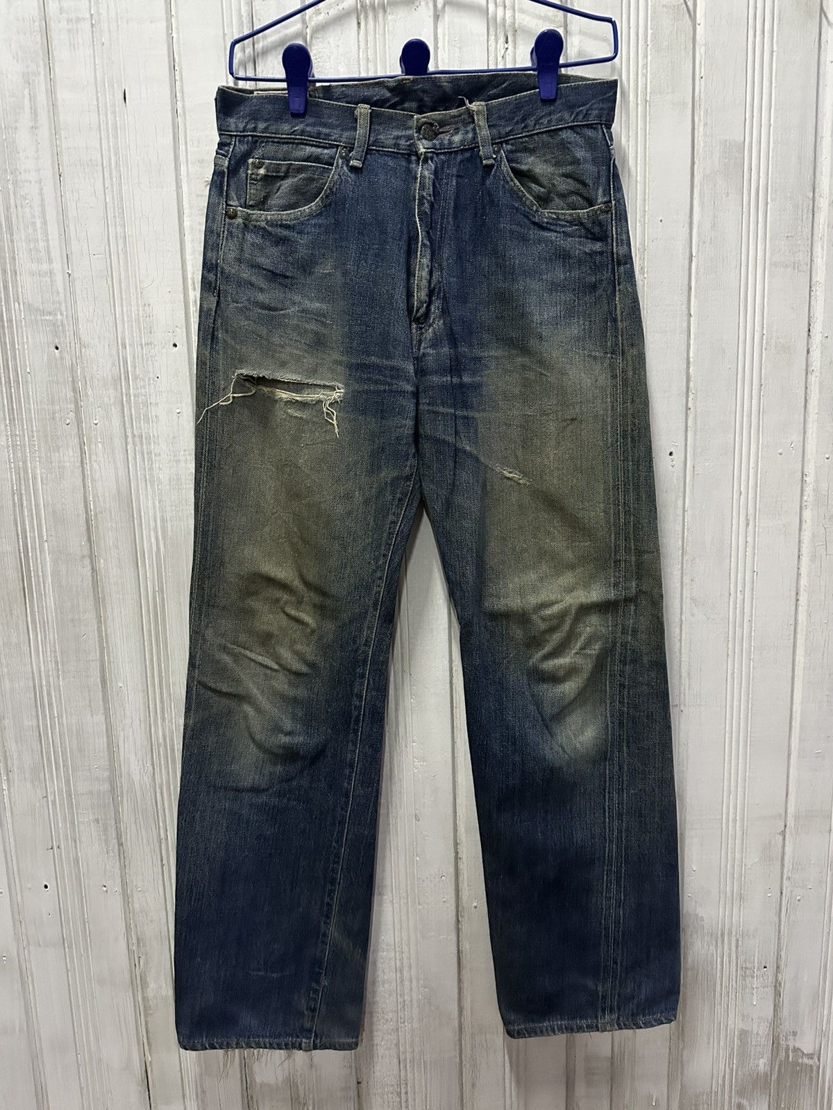 Vintage Vintage BOBSON Jeans Selvedge Mudwash Distressed Denim Pants Size US 30 / EU 46 - 1 Thumbnail