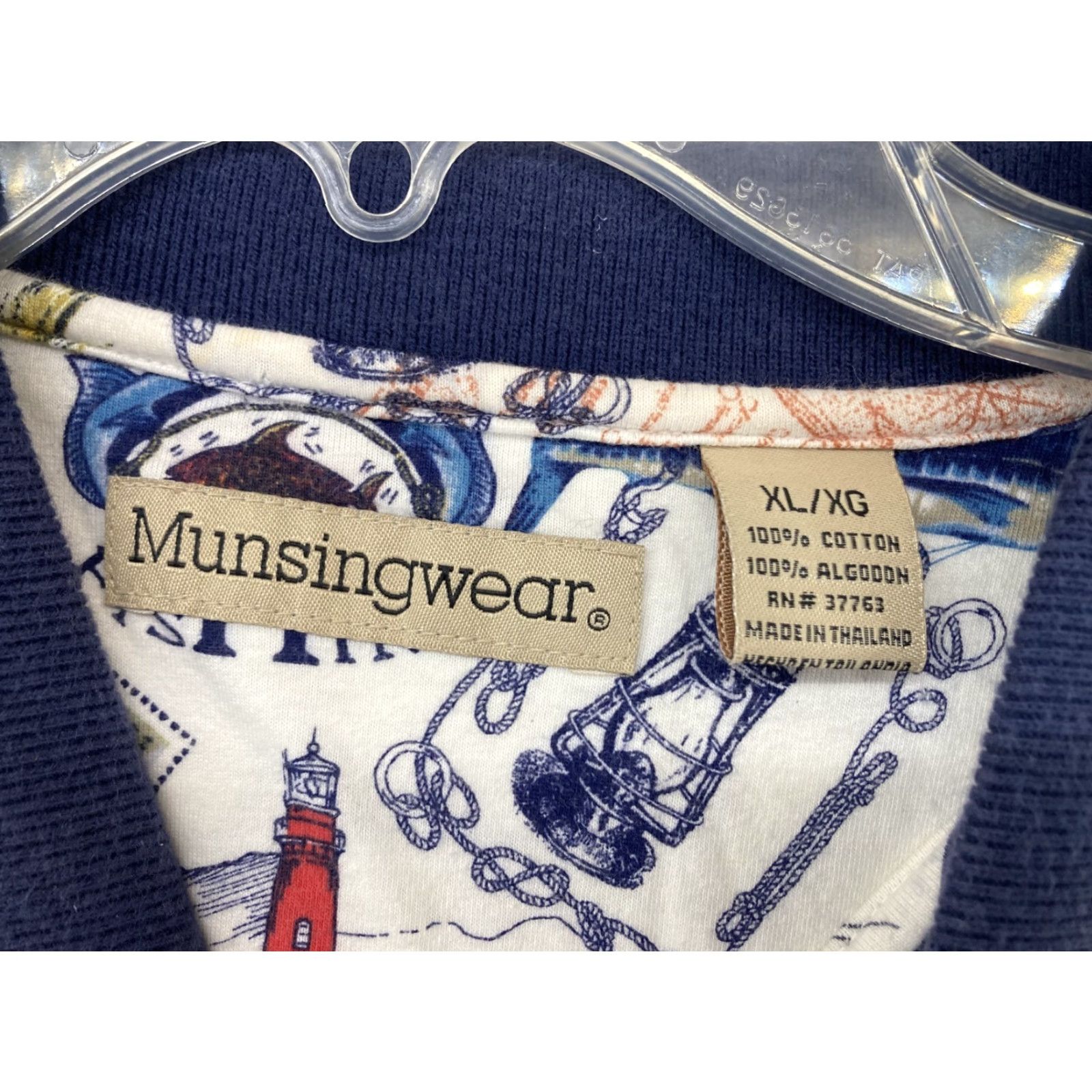 Vintage Munsingwear Polo Shirt Men XL White Casual Short Sleeve Graphic Print 90s Fish Beach Lighthouse Size US XL / EU 56 / 4 - 2 Thumbnail