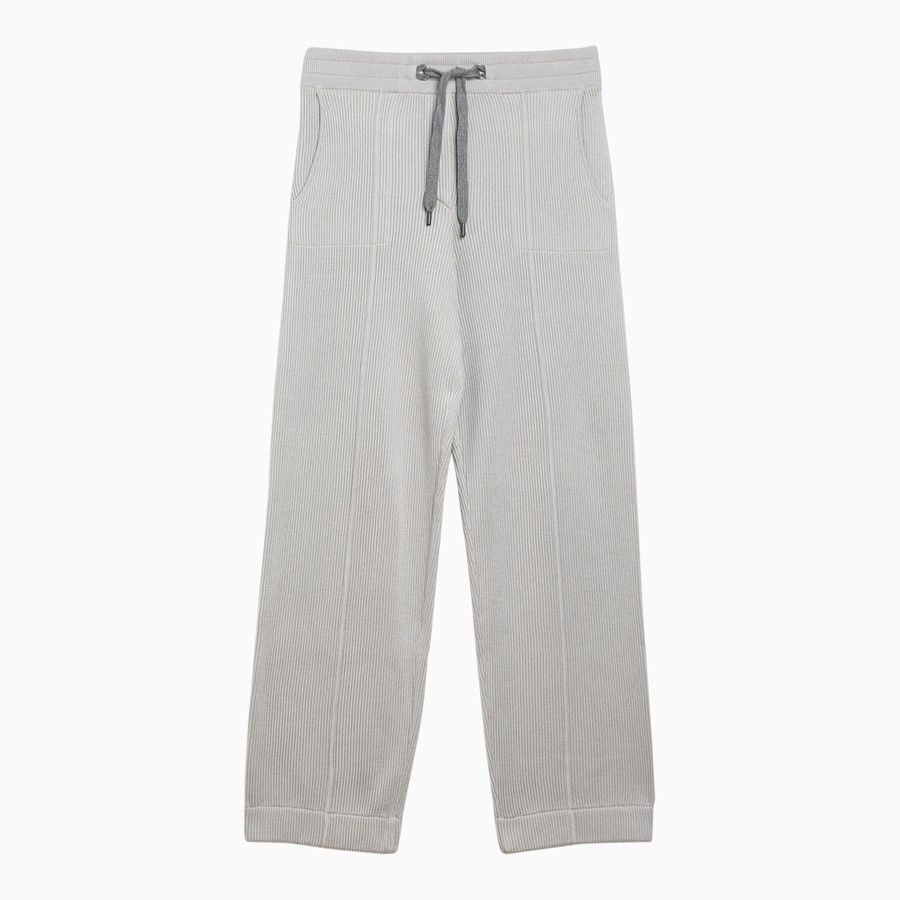 Brunello Cucinelli o1d2blof0824 Quartz Cotton Trouser in Light Grey Size 27" / US 4 / IT 40 - 1 Thumbnail