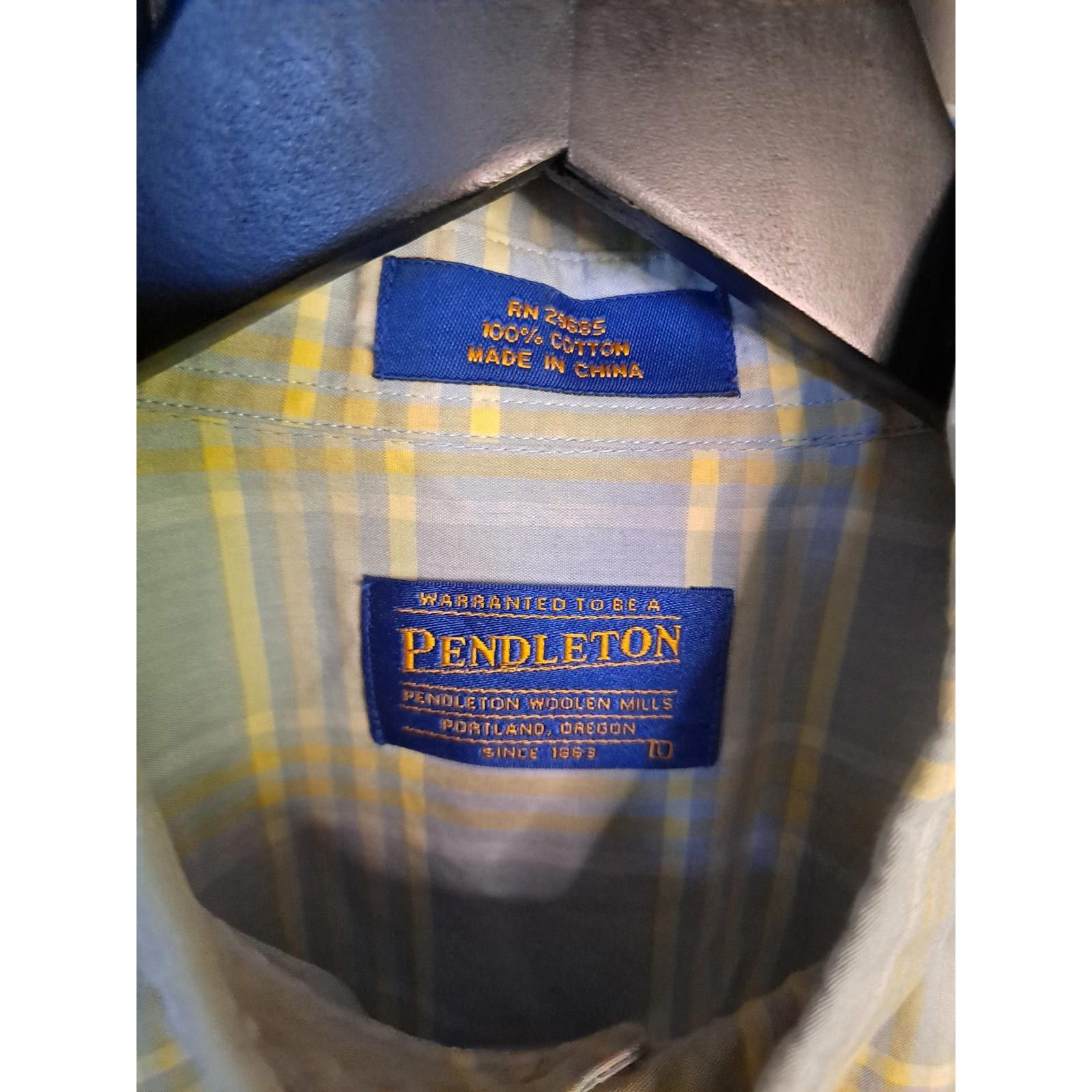 Pendleton Pendleton Blue and Yellow Button Up Shirt Size Large Size US L / EU 52-54 / 3 - 3 Thumbnail