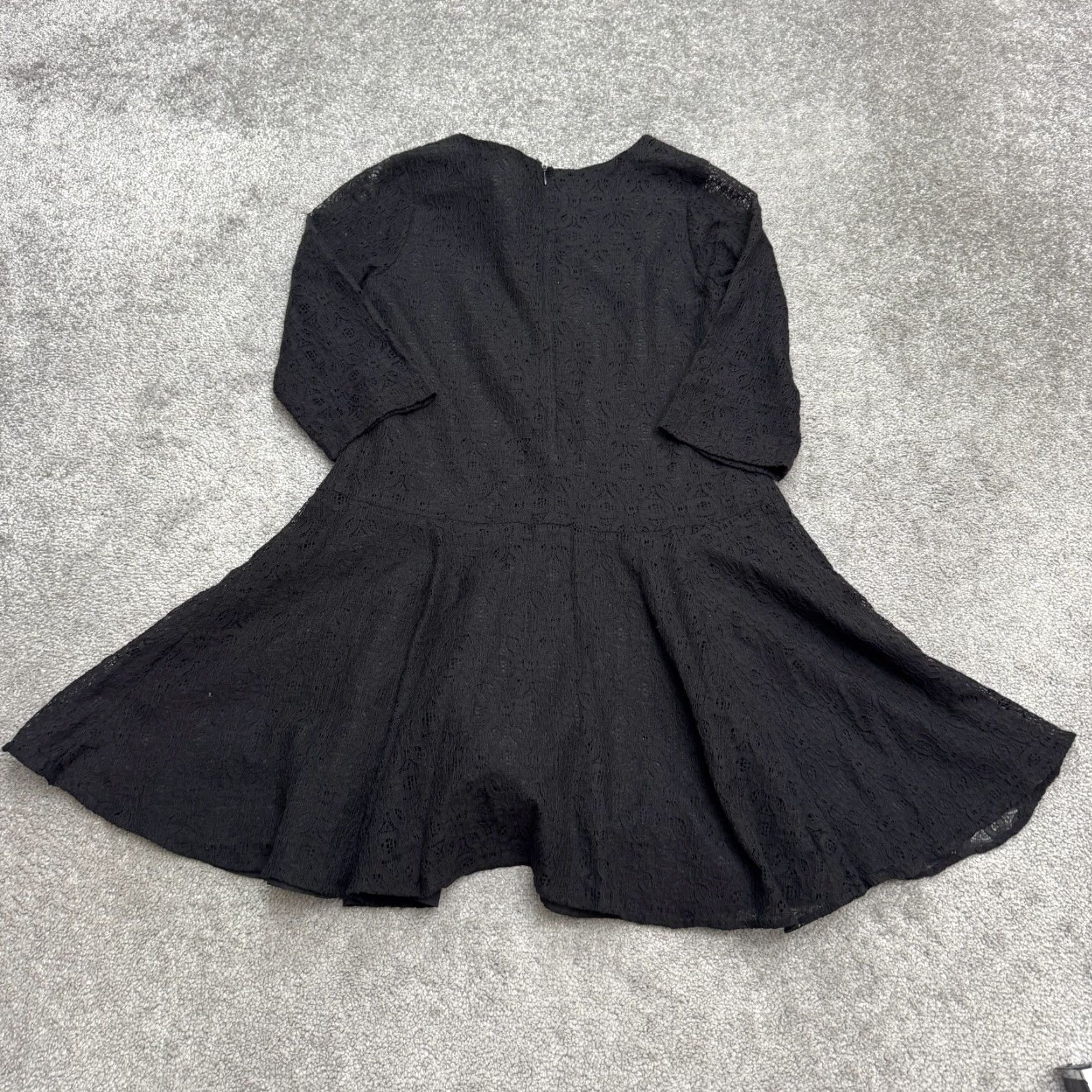 Vintage Studio 342 Womens Lace Fit & Flare A-Line Mini Dress 16 Black Cotton Blend Short Sleeve 3/4 Sleeve Lace Pattern Solid Womens Holiday Classic Size XXL / US 16-18 / IT 52-54 - 2 Thumbnail