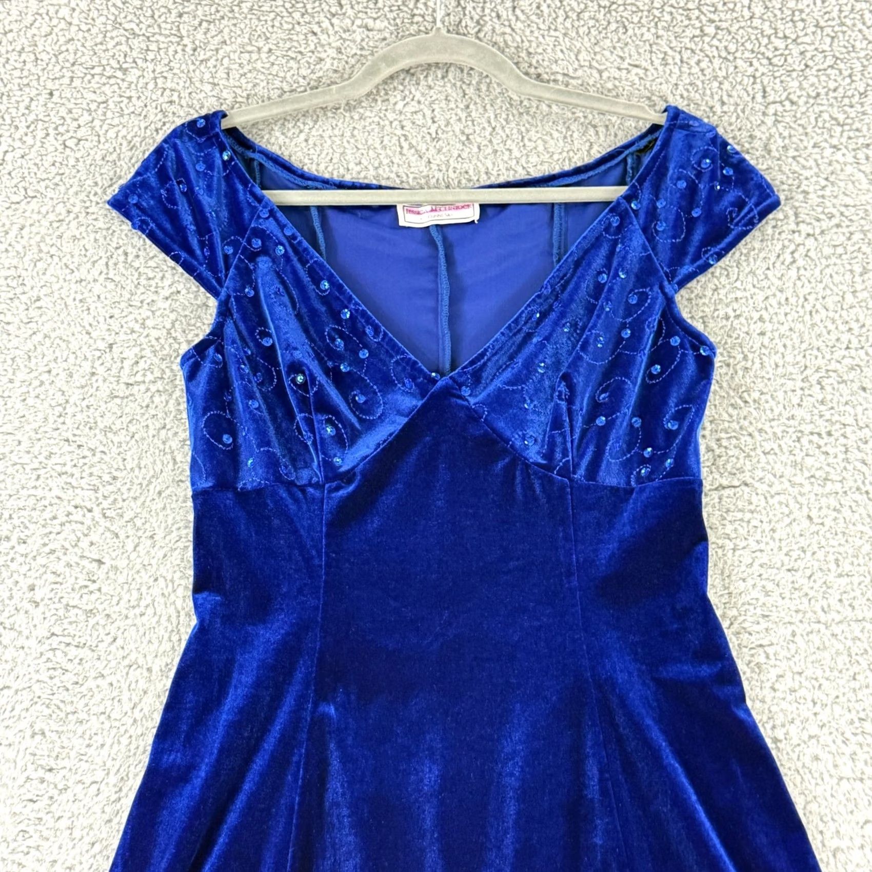 Jessica McClintock VINTAGE Jessica McClintock Gunne Sax Dress Womens Small Royal Blue Sequins Velvet 90s Size S / US 4 / IT 40 - 3 Thumbnail