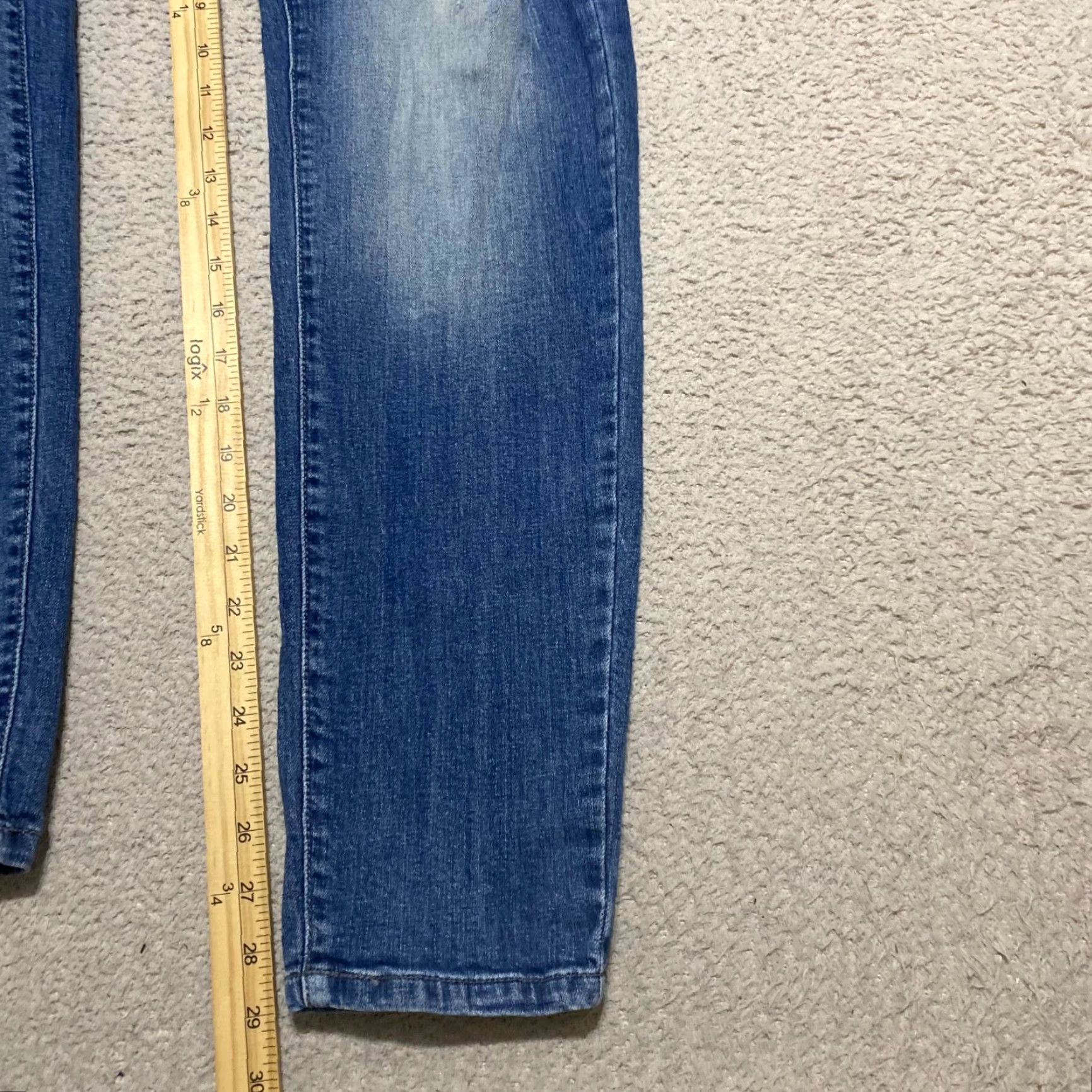 Vintage Kancan Jeans Blue Denim Medium Wash Tapered Distressed Mid Rise Womens 13 Jeans Size 34" / US 12 / IT 48 - 7 Thumbnail