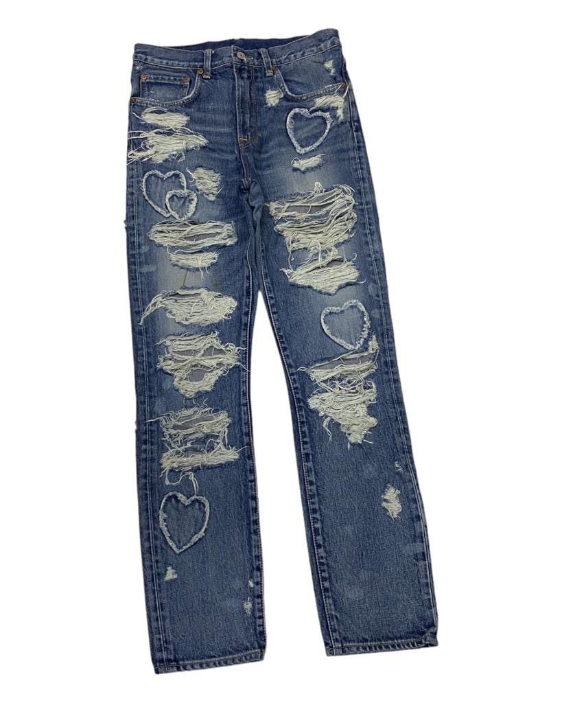 Hysteric Glamour × If Six Was Nine × Le Grande Bleu (L.G.B.) 🔥RNA SLANG DAMAGE DISTRESSED DENIM JEANS UNDERCOVER STYLE Size 30" / US 8 / IT 44 - 3 Thumbnail