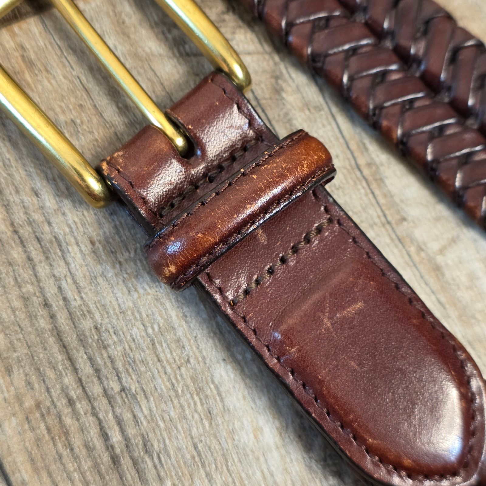 Brighton Brighton Belt Brown Woven Solid Brass Buckle Braided Size 38 Size 38 - 5 Thumbnail