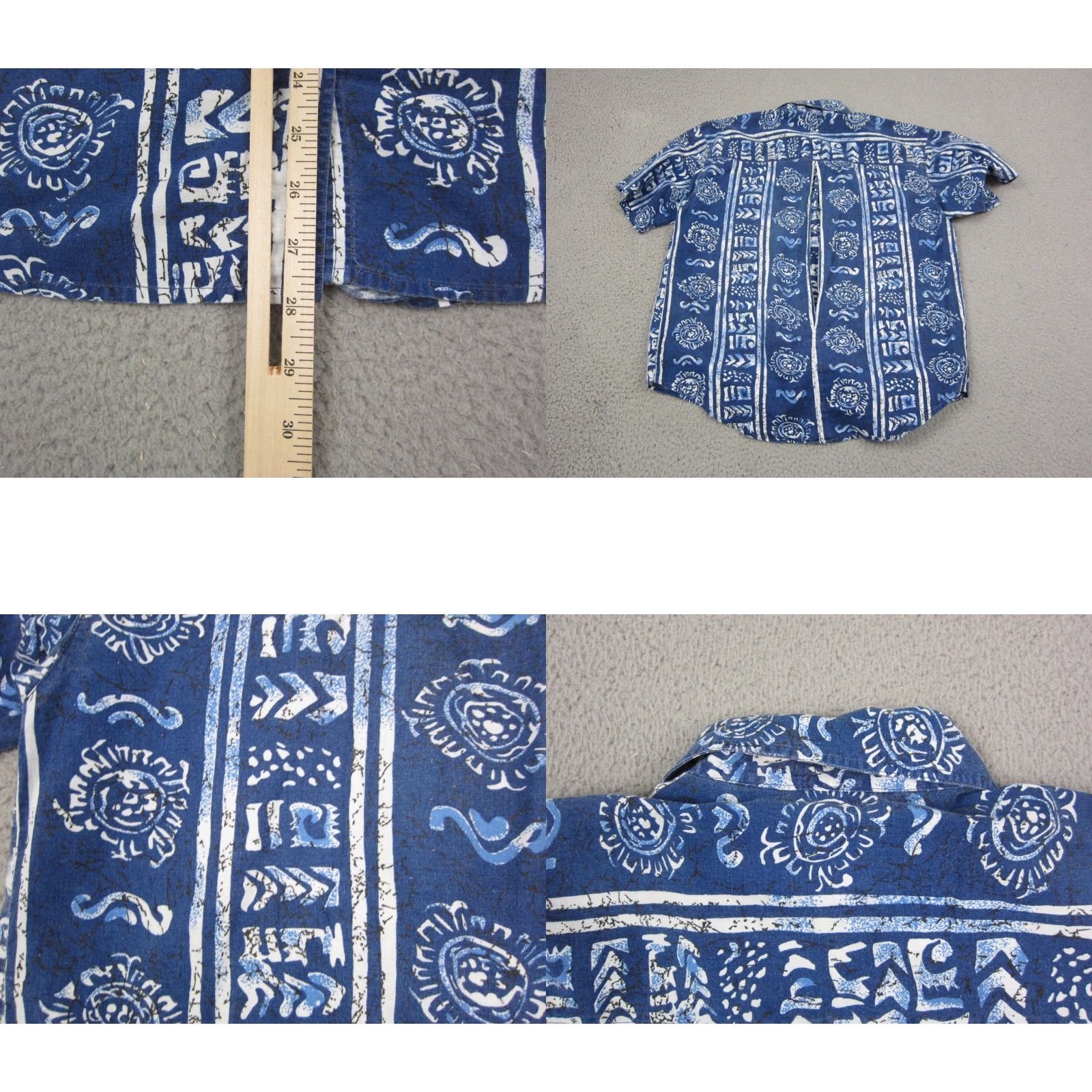 Bill Blass VINTAGE Bill Blass Shirt Mens Medium Blue White Abstract Tribal Cotton Hawaiian Shirt Size US M / EU 48-50 / 2 - 8 Thumbnail