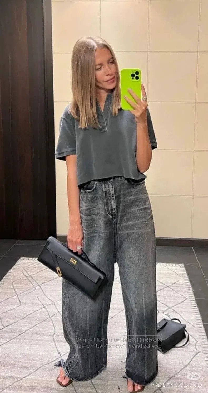 Balenciaga Balenciaga Trendy Heavy Distressed Low-Rise Washed Grey Wi Size 25" / US 0 / IT 36 - 8 Thumbnail