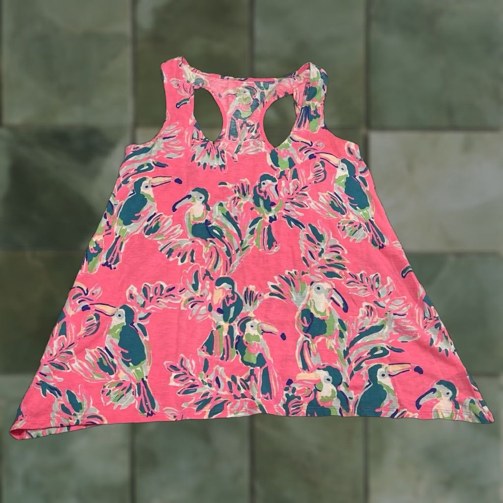 Lilly Pulitzer Lilly Pulitzer Tank Pink Toucan Animal Print Cotton Knit XS Women's Size XS / US 0-2 / IT 36-38 - 1 Thumbnail