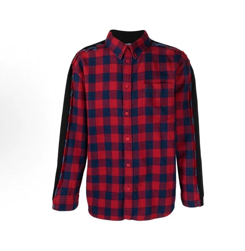 Balenciaga Balenciaga Double B Embroidered Logo Plaid Long Sleeve Shi Size US XXS / EU 40 - 6 Thumbnail