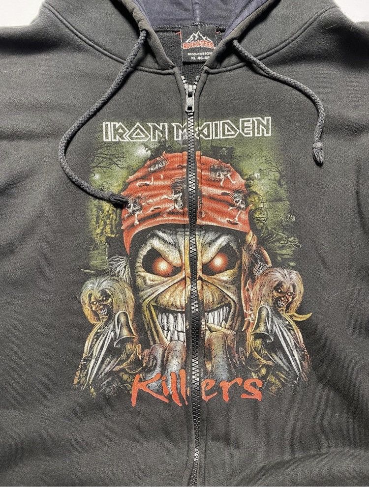 Band Tees × Iron Maiden × Vintage Vintage Iron Maiden distressed sun faded zipper zip hoodie Size US XL / EU 56 / 4 - 20 Thumbnail