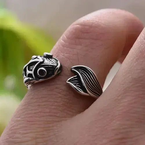 Handmade × Jewelry Koi Fish Ring Japan Silver Art Anime Classic Good Luck Size ONE SIZE - 3 Thumbnail