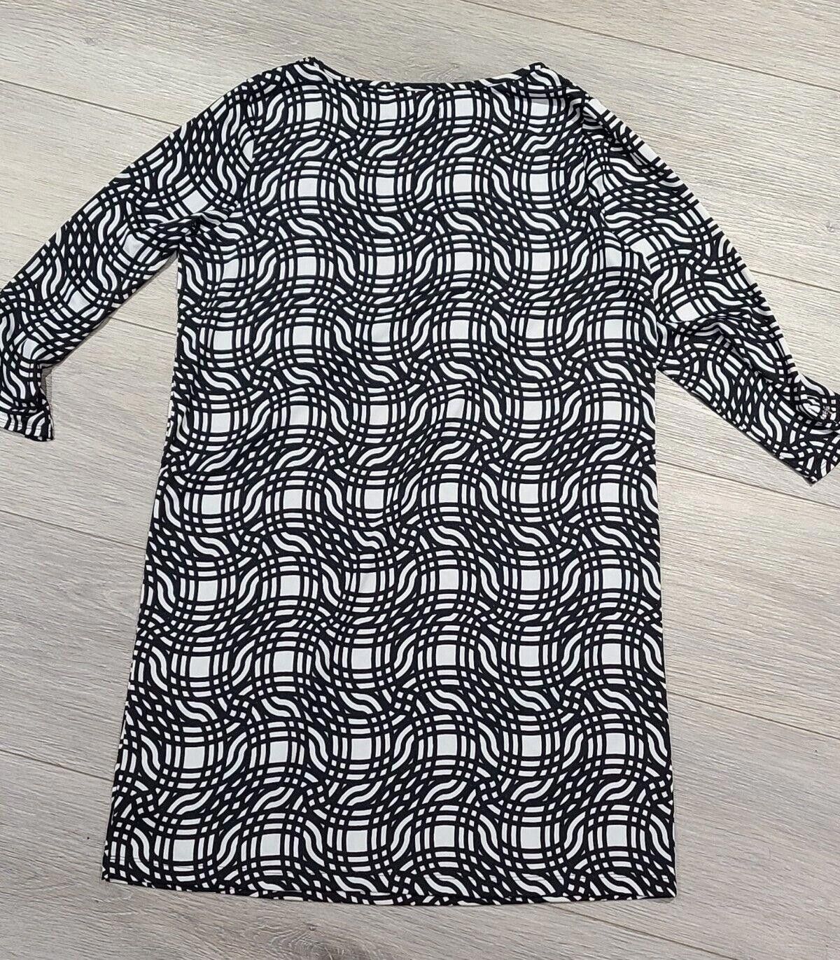 Designer Mudpie Dress Large Black White Stretch Sheath 3/4 Sleeve Size L / US 10 / IT 46 - 2 Thumbnail