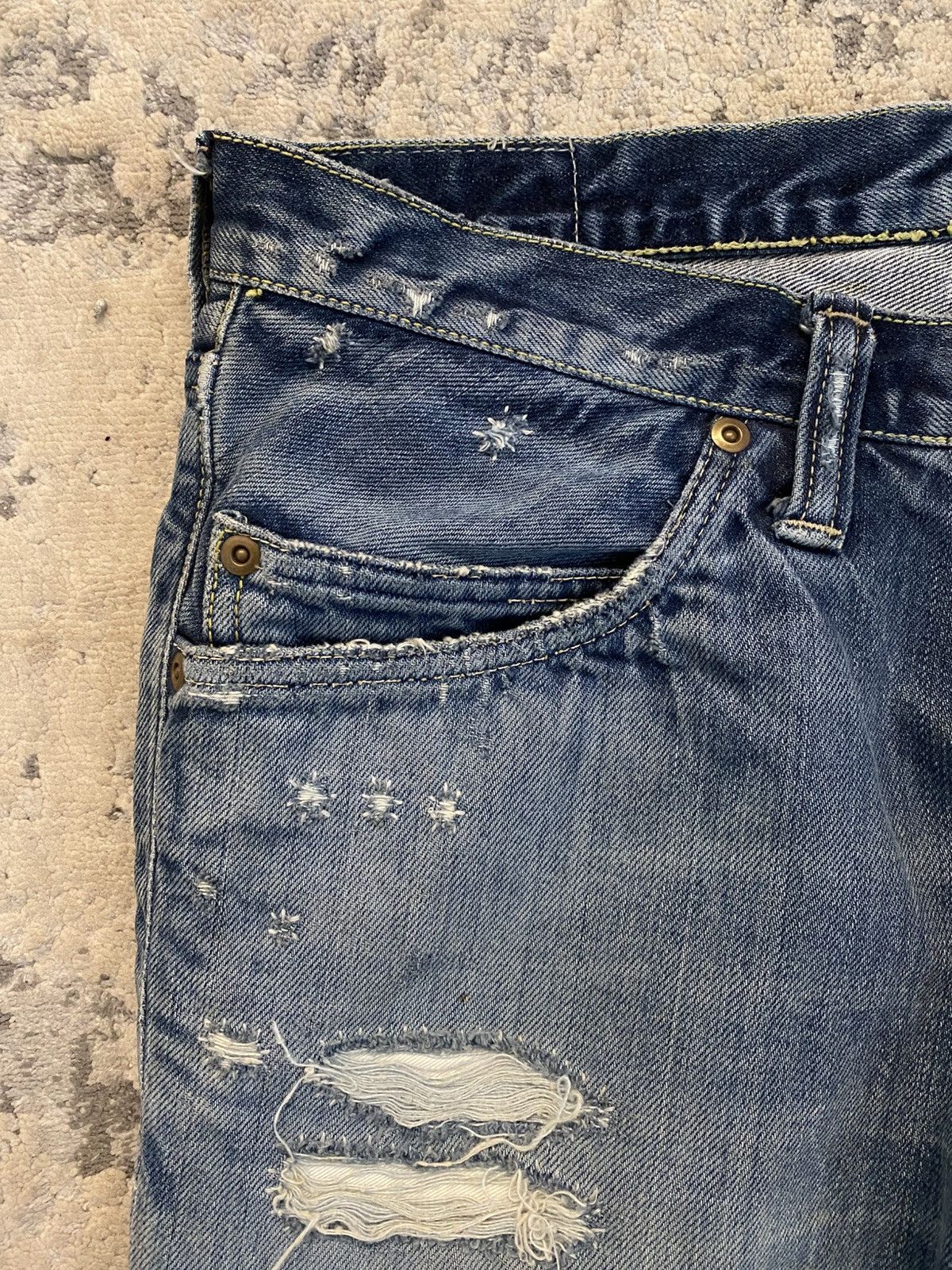 Blue Blue Japan Blue Blue Japan - Crash Distressed Repair Bootcut Denim Size US 30 / EU 46 - 6 Thumbnail