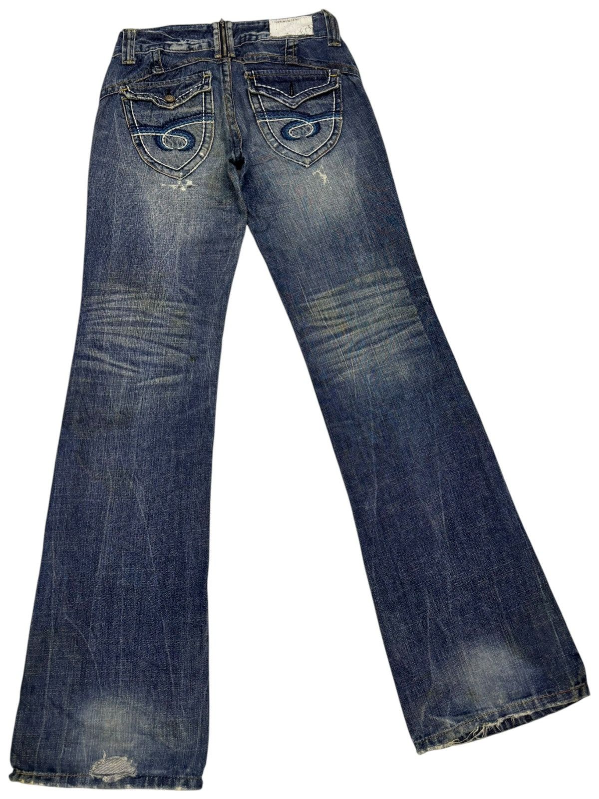 If Six Was Nine RED PEPPER FLARE JEANS BOOTCUT DISTRESSED DENIM Size 27" / US 4 / IT 40 - 4 Thumbnail