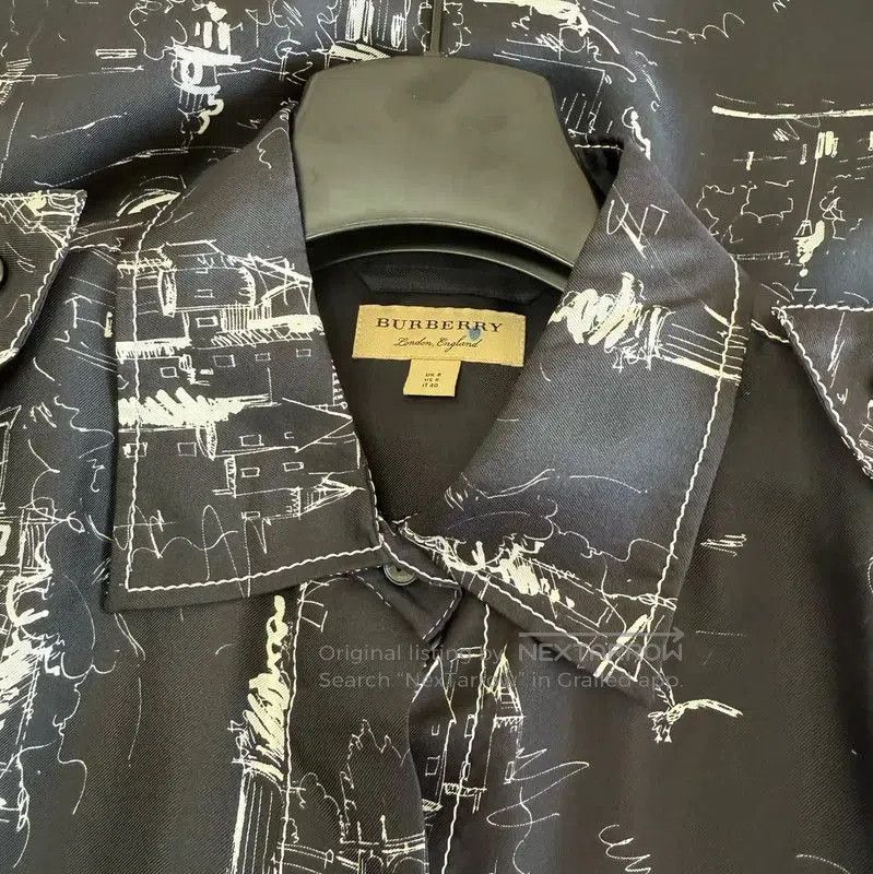 Burberry Burberry Black Printed Silk Shirt for Summer. Size M / US 6-8 / IT 42-44 - 3 Thumbnail