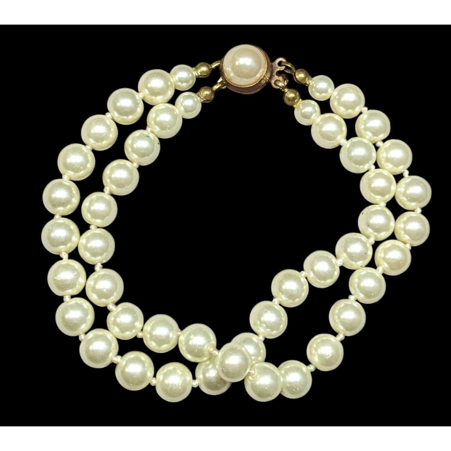 Other Vintage Elegant Glass Pearl Bracelet Double Strand With Box Size ONE SIZE - 4 Thumbnail