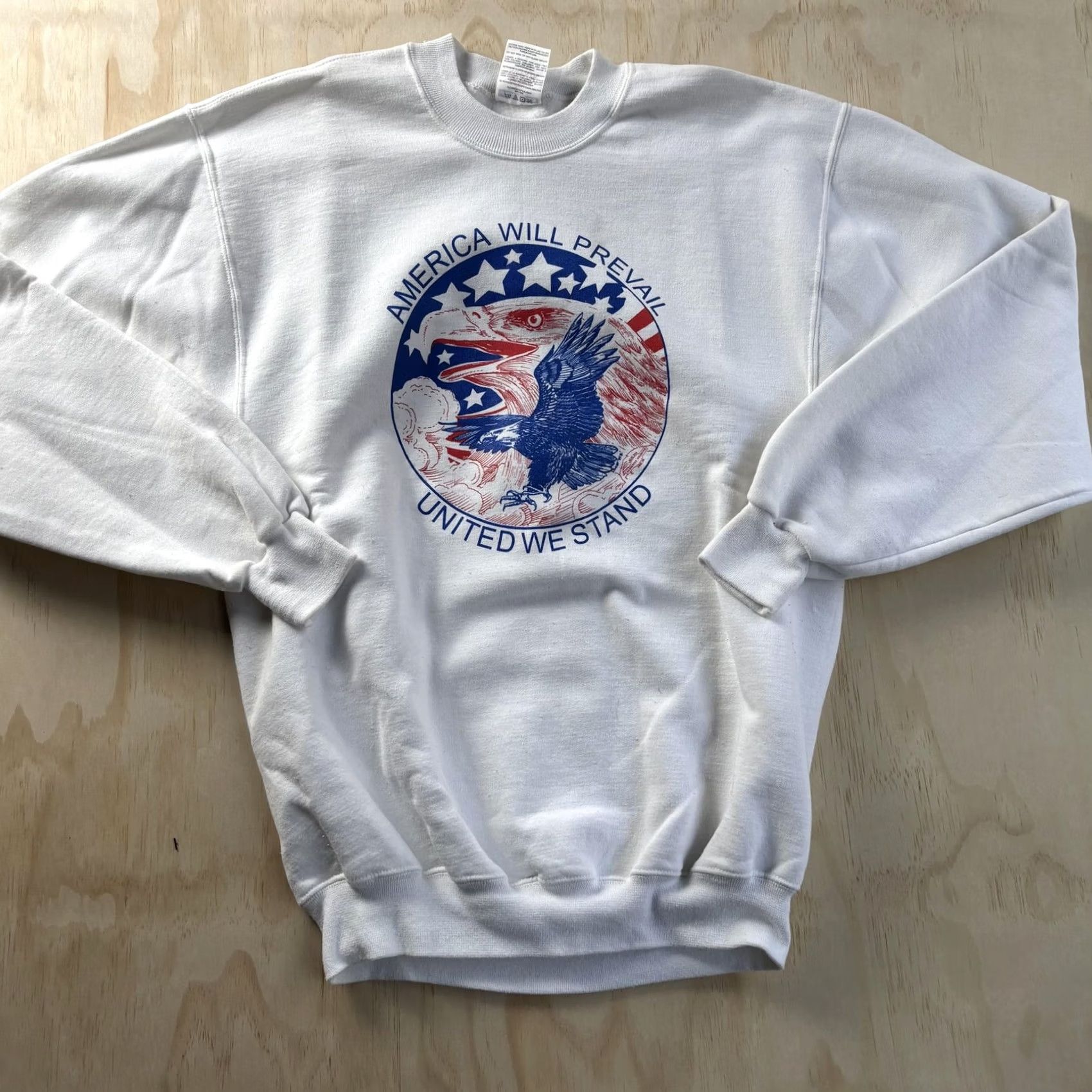 Jerzees JERZEES Shirt Mens M White Sweatshirt America Will Prevail Eagle Fleece Graphic Size US M / EU 48-50 / 2 - 2 Thumbnail