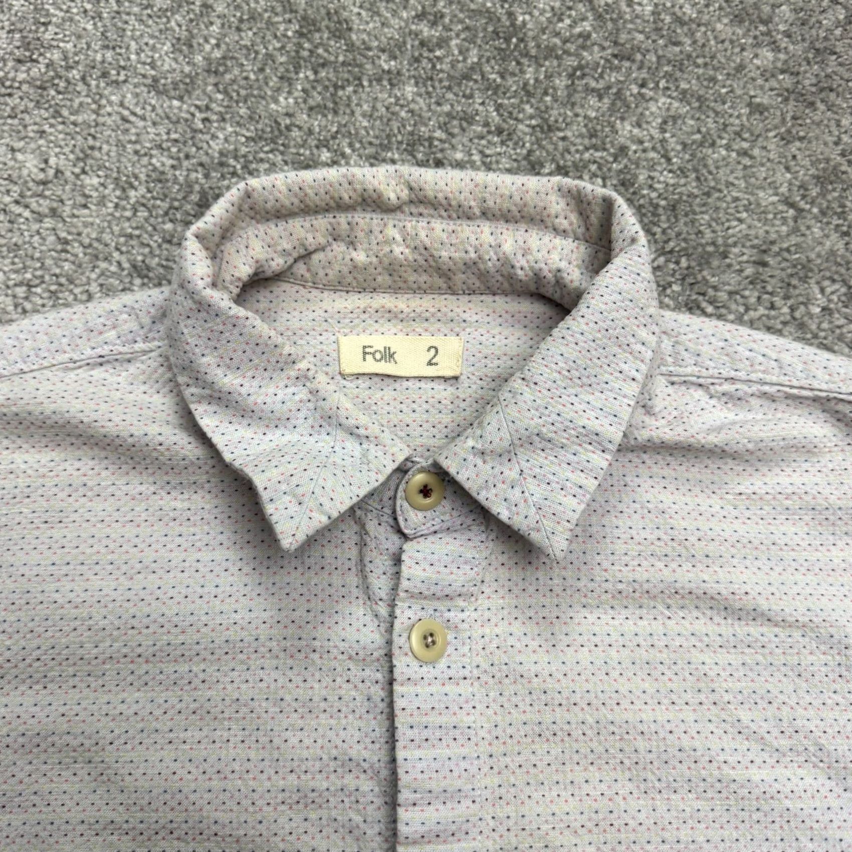 Folk Folk Shirt Men 2 Blue Micro Print Button-Up Long Sleeve Cotton Casual Regular Size S Size US S / EU 44-46 / 1 - 3 Thumbnail