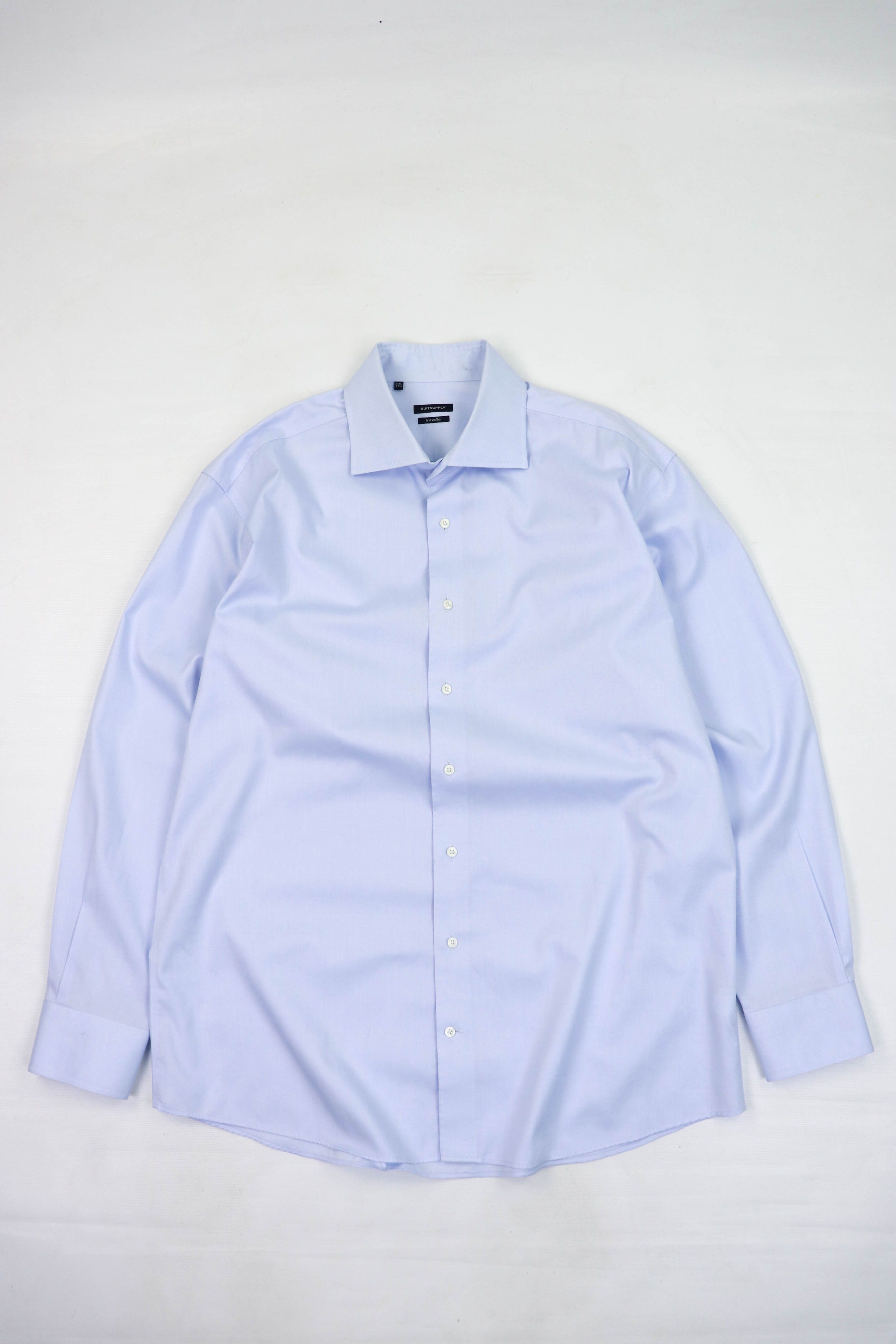 Suitsupply Suitsupply Light Blue Pure Cotton Slim Fit Traveller Shirt Size US XXL / EU 58 / 5 - 1 Thumbnail