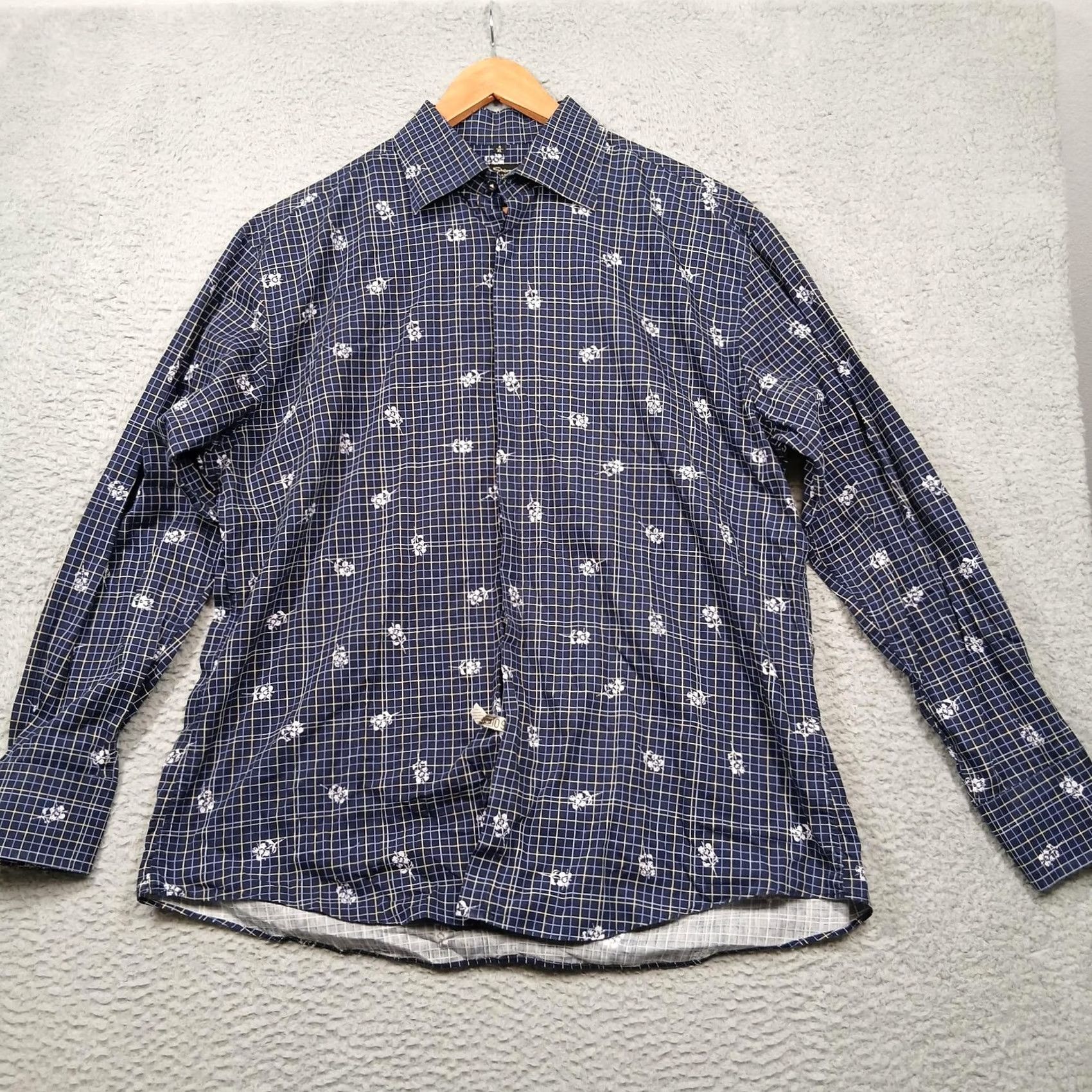 Ben Sherman Ben Sherman Black Label Shirt Mens XL Blue Check Long Sleeve Cotton Button Up Size US XL / EU 56 / 4 - 2 Thumbnail
