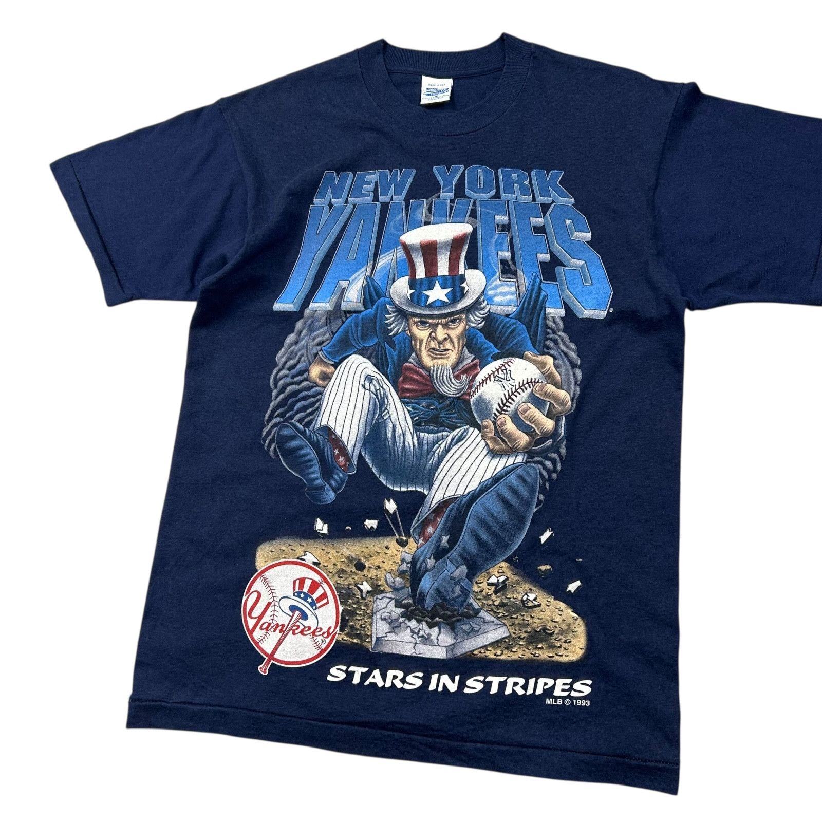 MLB NEW YORK YANKEES SALEM SPORTSWEAR 1993 CARICATURE T-SHIRT Size US M / EU 48-50 / 2 - 2 Thumbnail