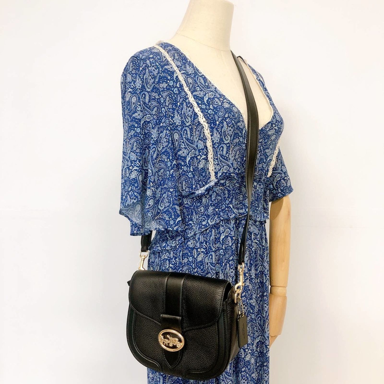 Coach C3241 Georgie Saddle Bag In Black, Women's