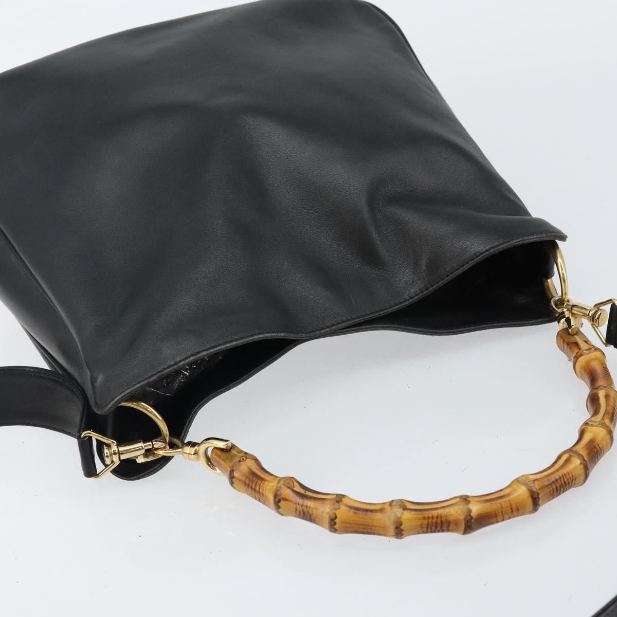 Gucci GUCCI Bamboo Handbag Leather Black Gold 001 1998 001 1998 Size ONE SIZE - 6 Thumbnail