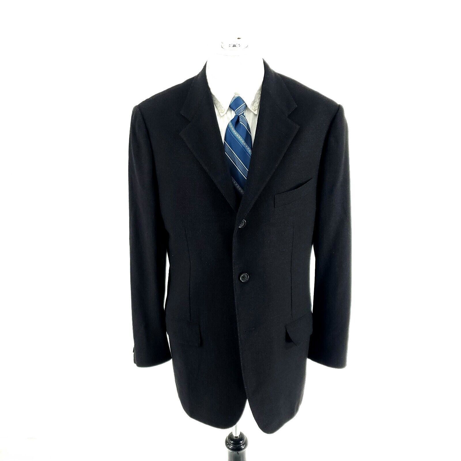 Corneliani Corneliani Wool Silk 3 Button Blazer 38L Black Side Striped Size 38L - 3 Thumbnail