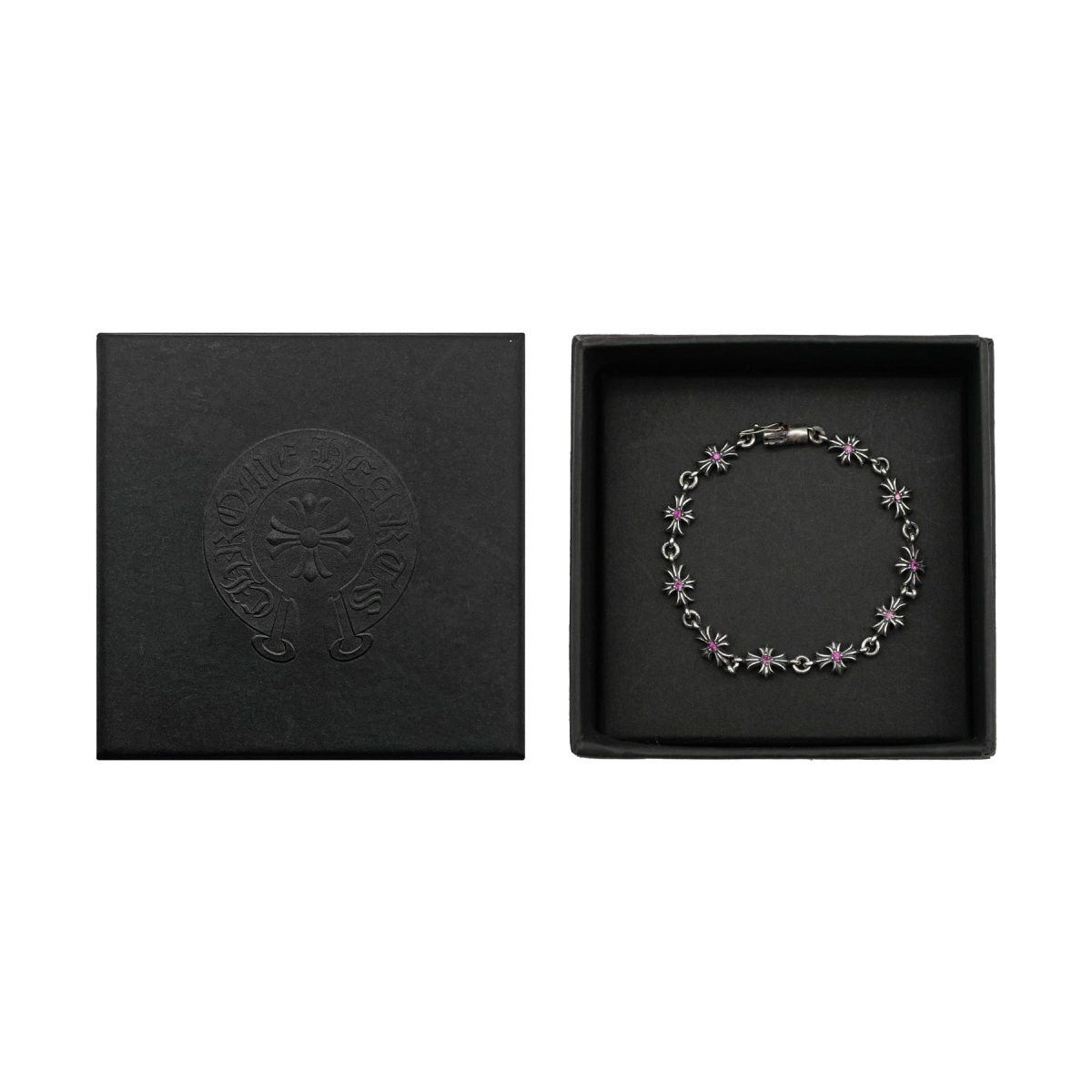 Chrome Hearts Chrome Hearts Tiny E Silver Pink Diamonds Cross Bracelet Size ONE SIZE - 4 Thumbnail