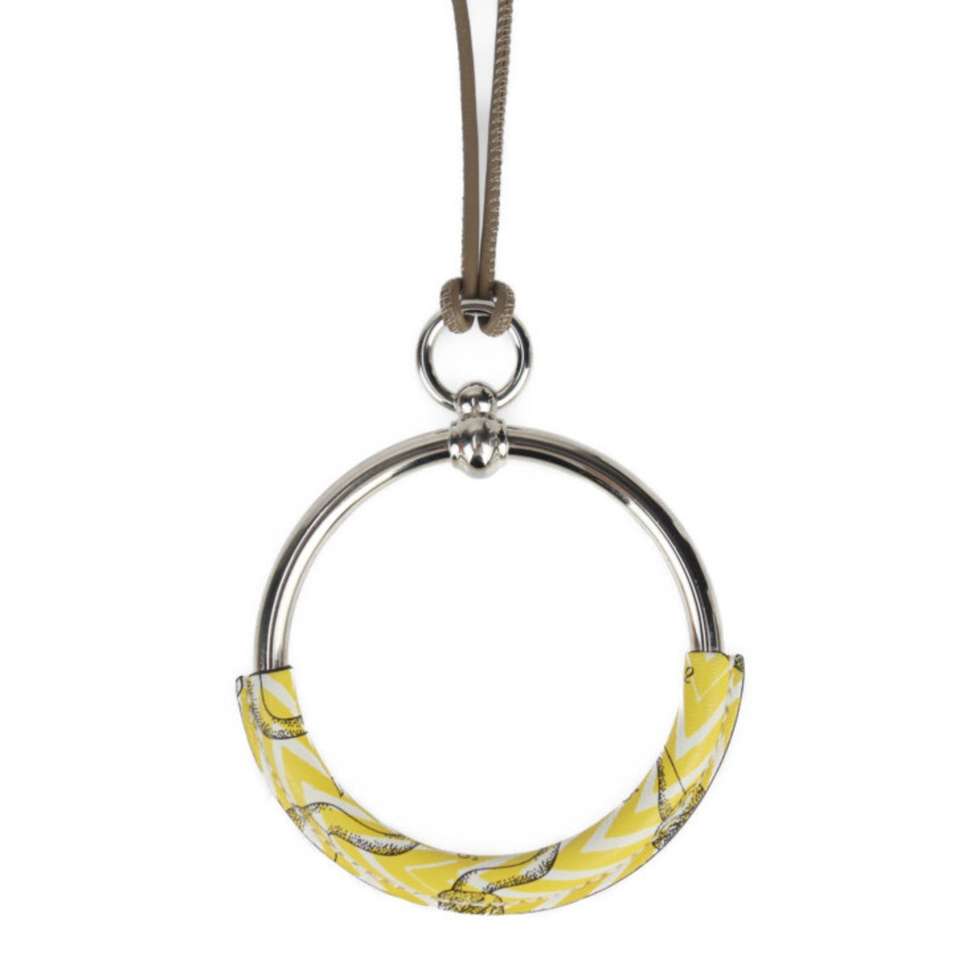 Hermes HERMES Loop Necklace DELLA CAVALLERIA - Veau Swift Metal Yellow Silver Pendant R2426083012116 Size ONE SIZE - 1 Thumbnail