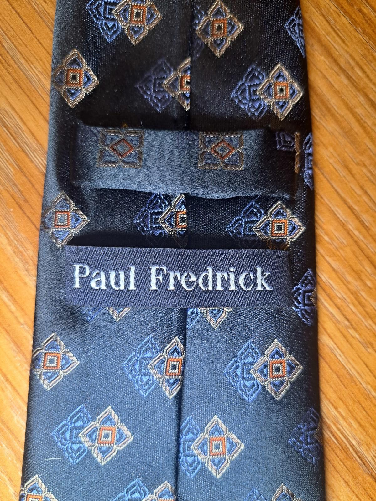 Paul Fredrick Paul Fredrick Silk Tie Blue Multicolor Geometric Necktie Size ONE SIZE - 2 Thumbnail