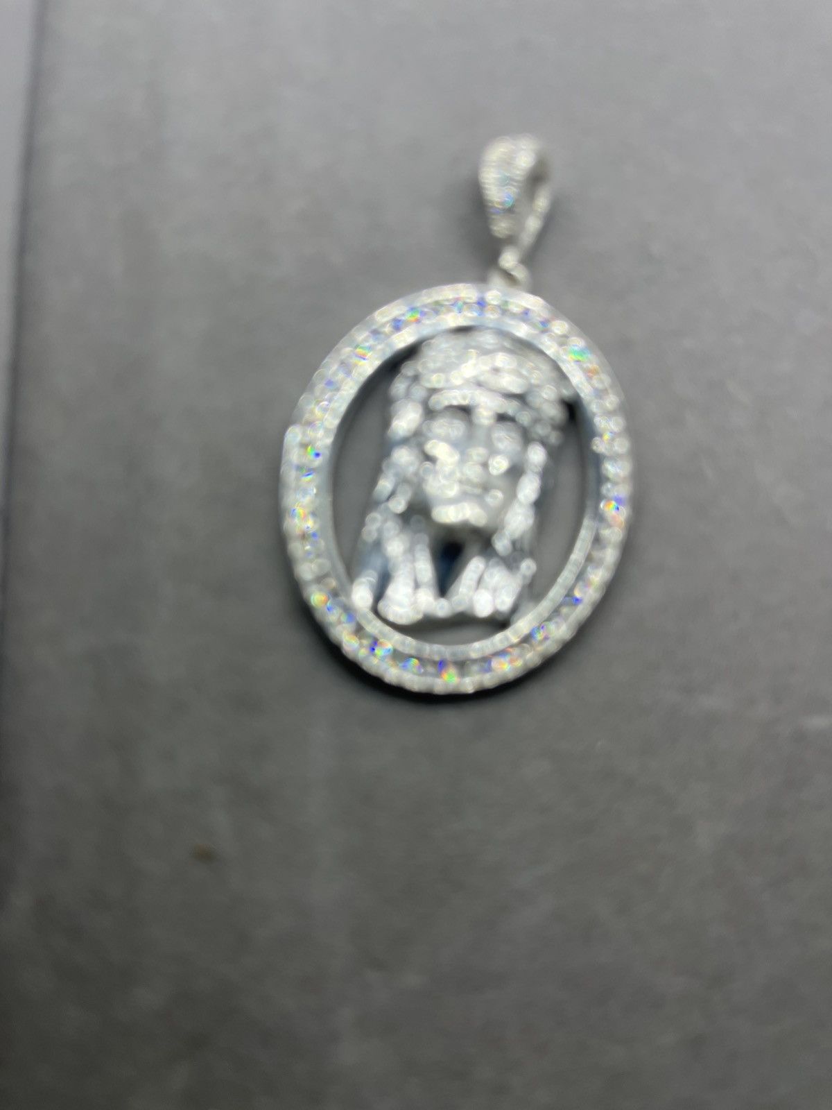Sterling Silver Italian 925 Silver Jesus Pendant ICED Size ONE SIZE - 3 Thumbnail