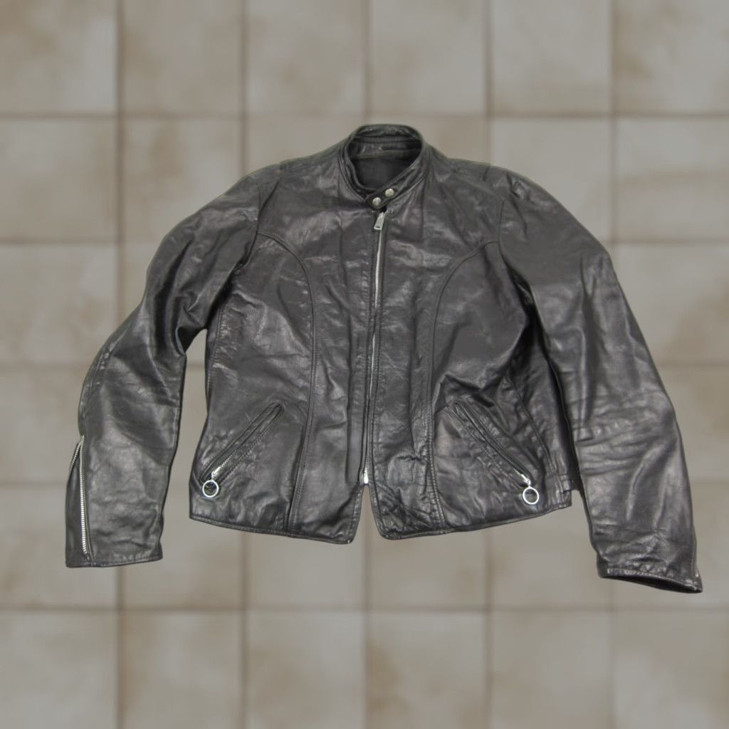 Brooks VINTAGE Brooks Leather Jacket Mens M Black Cafe Racer 50s 60s Biker Leather Jacket Short Zip Full Zip Lined 80s 90s Motorcycle Men Jacket Size US M / EU 48-50 / 2 - 1 Thumbnail