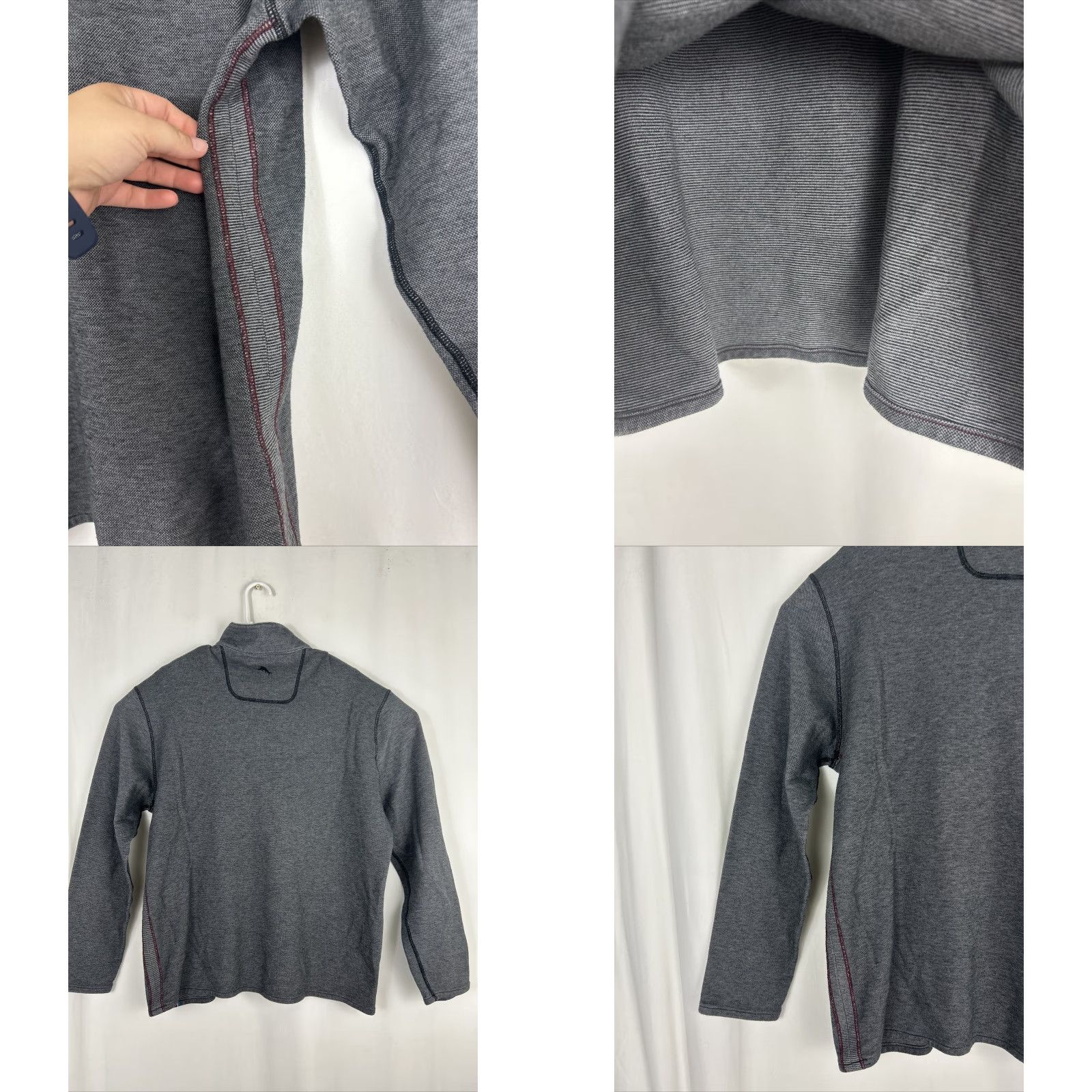 Tommy Bahama Tommy Bahama Mens XL Pullover Sweatshirt Gray Cotton Blend Sweater Collared Neckline Pullover 26” Chest 29” Length Size US XL / EU 56 / 4 - 8 Thumbnail