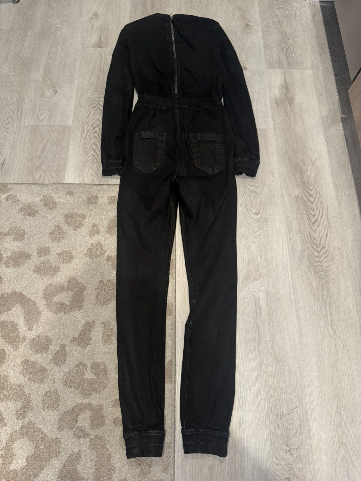 Rick Owens Drkshdw s/s 2023 black waxed denim flightsuit bodybag!! Size US 28 / EU 44 - 5 Thumbnail